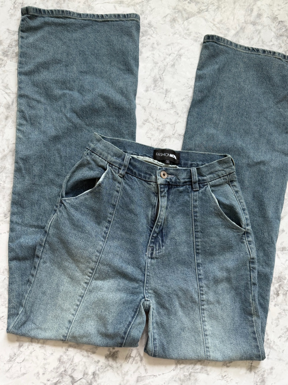 FASHION NOVA Women's Blue High-Rise wide leg Jeans 5